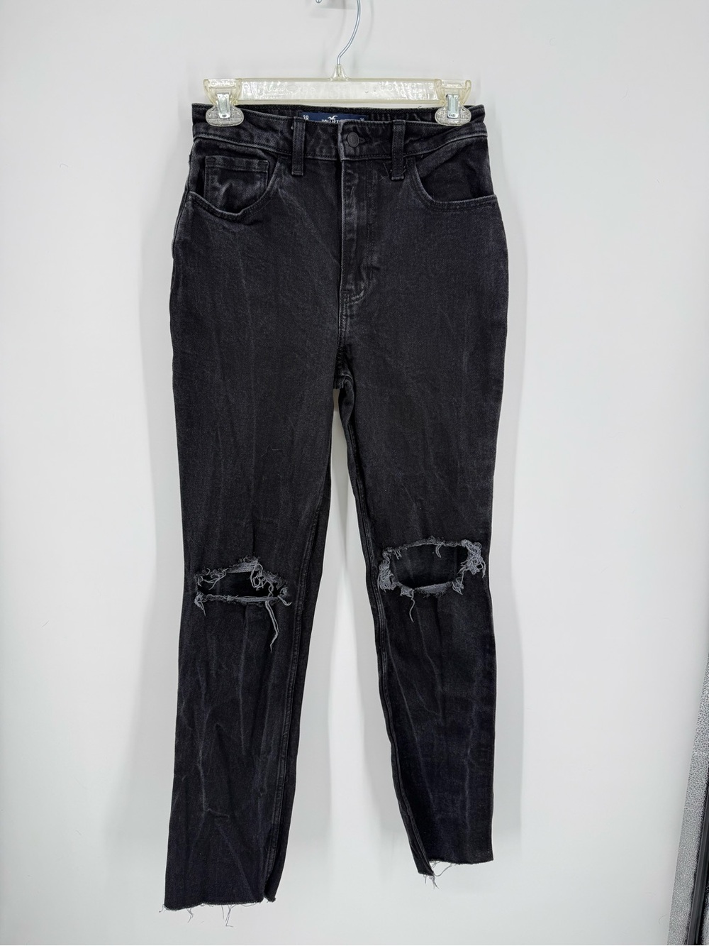 Hollister Women Vintage 90s Straight Leg Jeans Black Ultra Rise 3R 26x31 Stretch